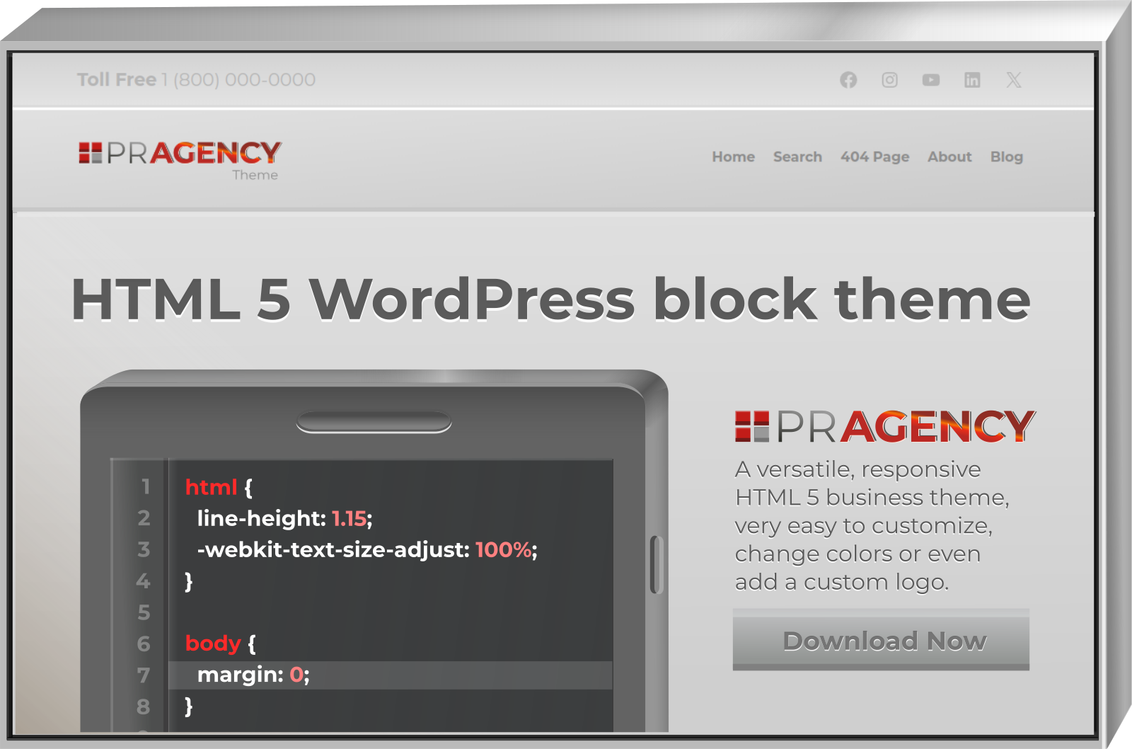 PR Agency multi purpose responsive HTML 5 WordPress block theme